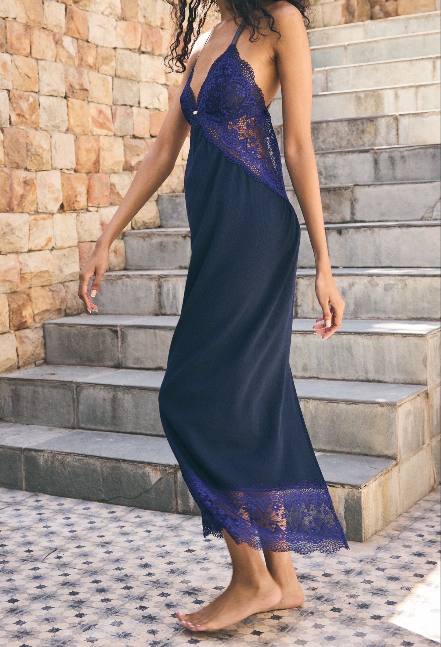 Maxi Full-Length Nightie | Midnight Blue