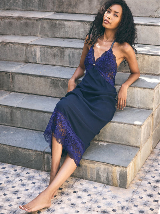 Maxi Full-Length Nightie | Midnight Blue
