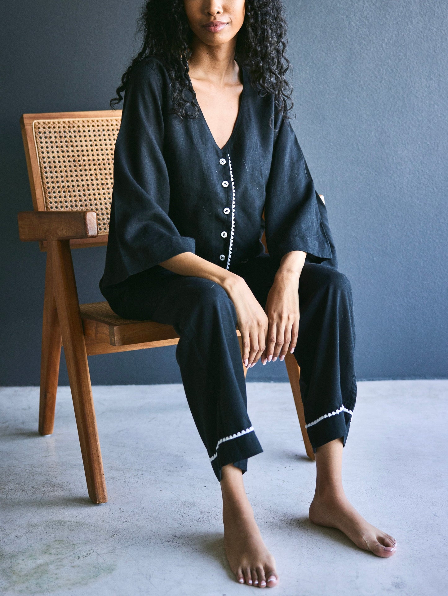 Loungy Linen Set - Long | Black