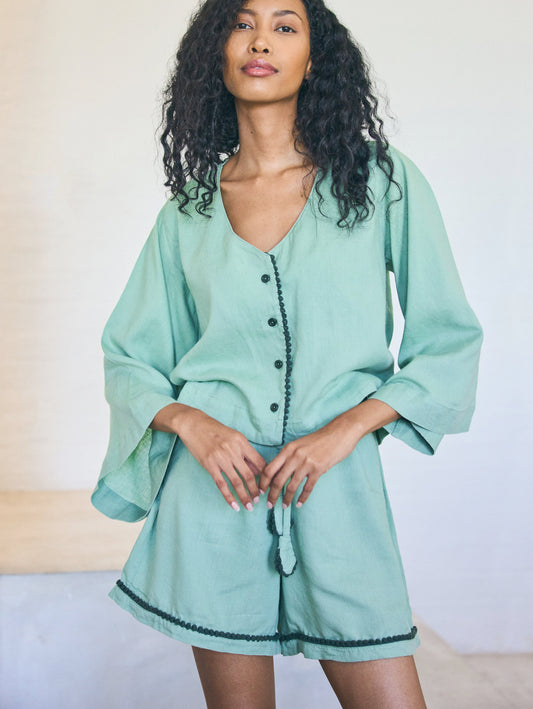 Loungy Linen Set - Short | Avocado