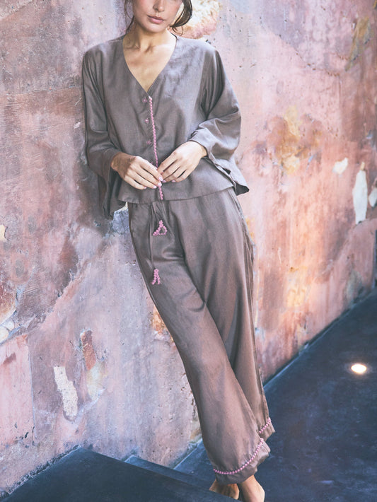 Loungy Linen Set - Long | Lavender Latte