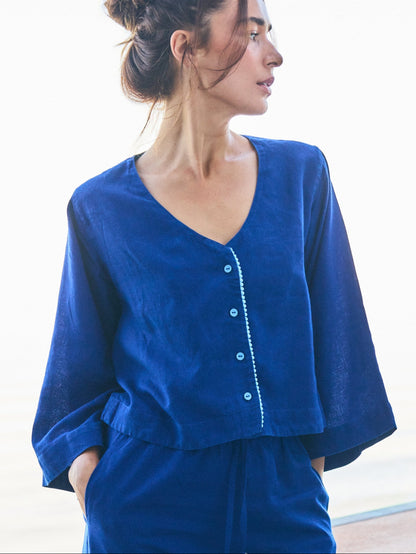 Linen PJ Top | Royal