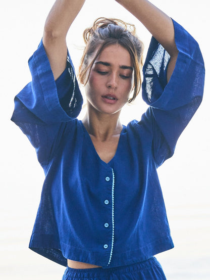 Linen PJ Top | Royal
