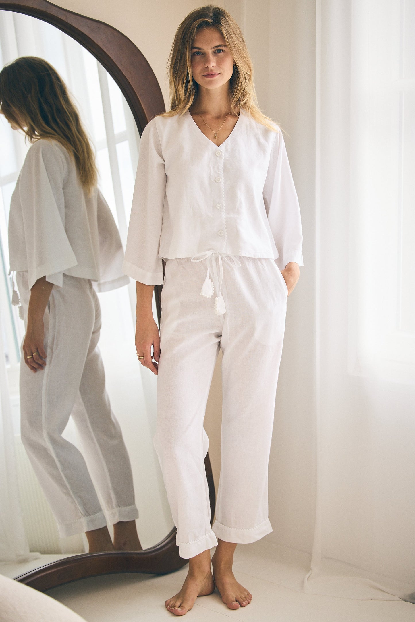 Loungy Linen Set - Long | Snow White
