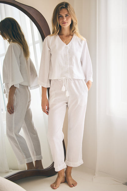 Loungy Linen Set - Long | Snow White