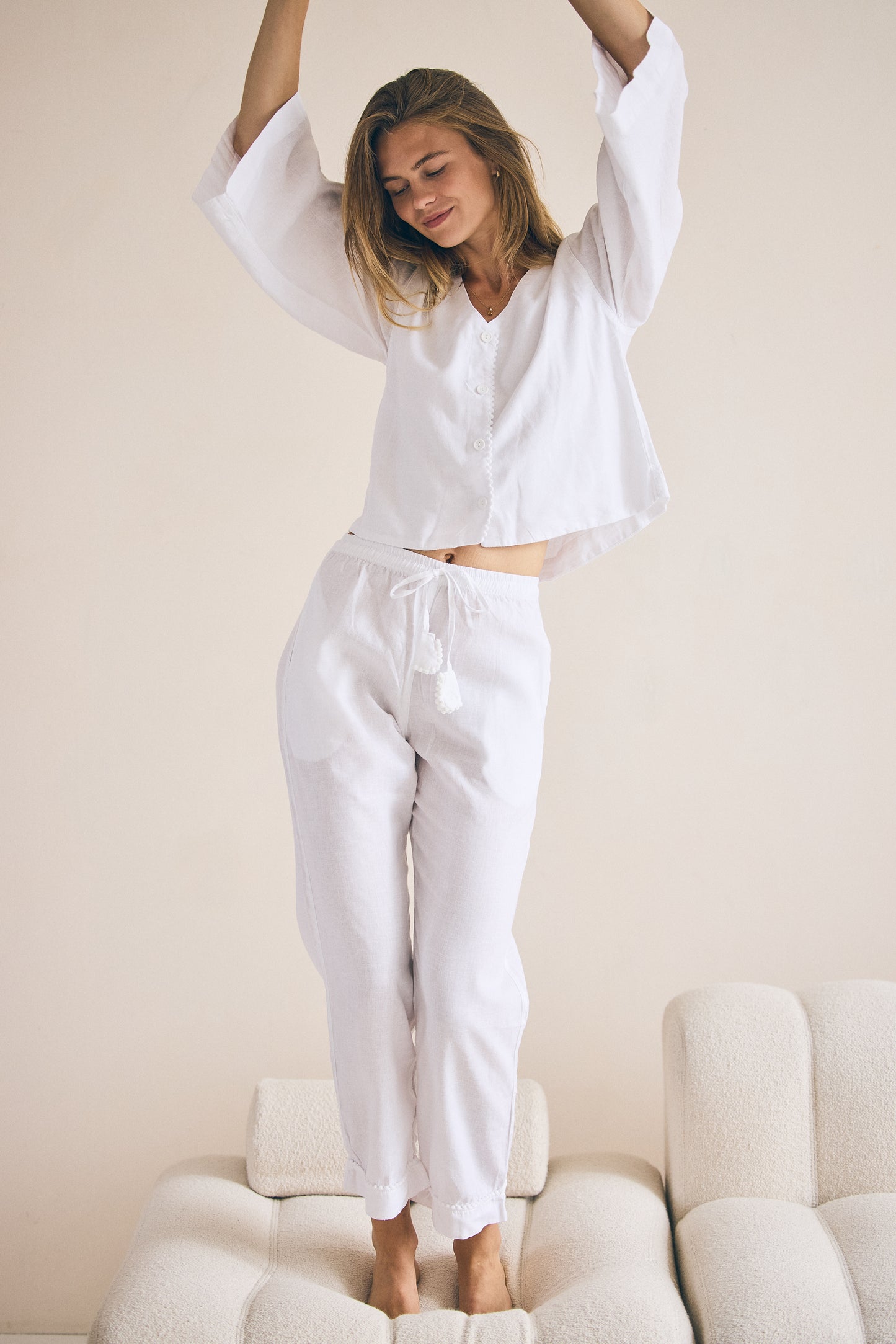 Loungy Linen Set - Long | Snow White