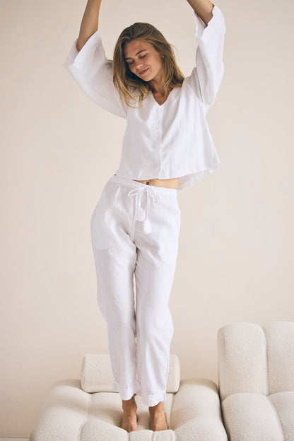 Loungy Linen Set - Long | Snow White