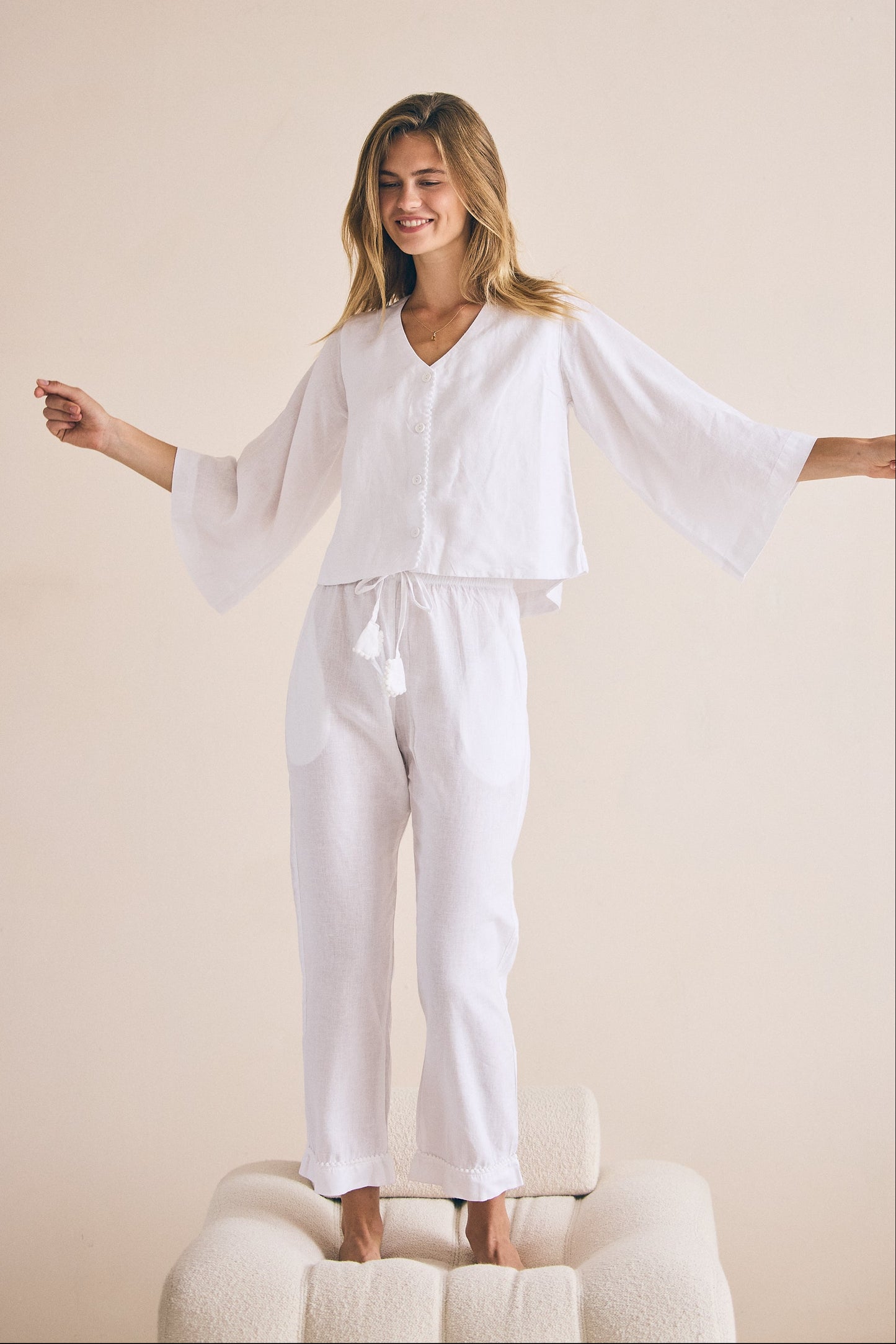 Loungy Linen Set - Long | Snow White
