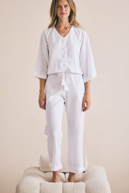 Loungy Linen Set - Long | Snow White