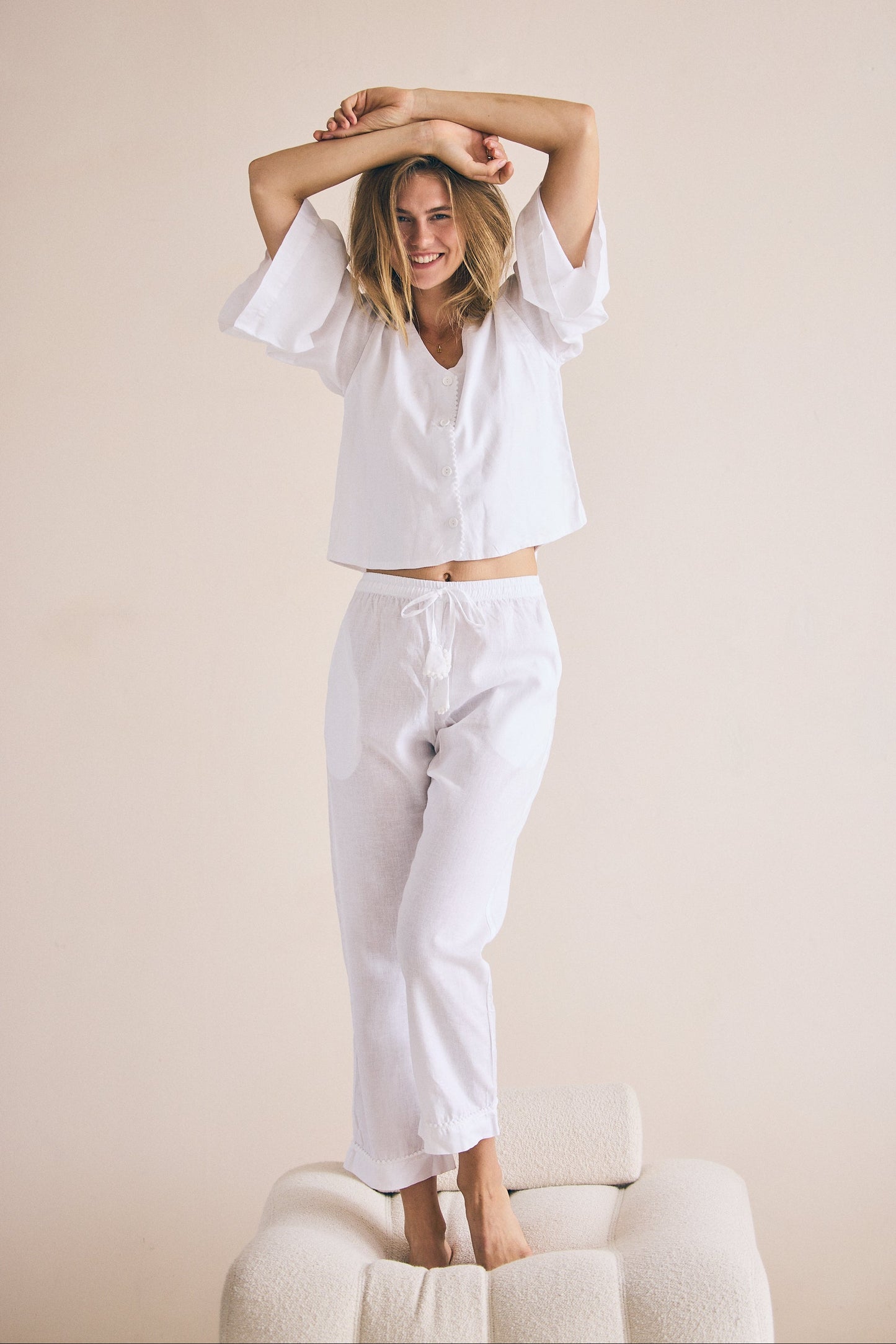 Loungy Linen Set - Long | Snow White
