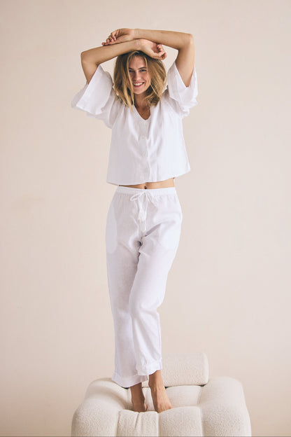 Loungy Linen Set - Long | Snow White