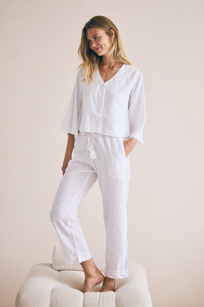 Loungy Linen Set - Long | Snow White