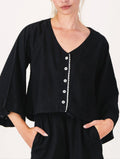 Linen PJ Top | Black