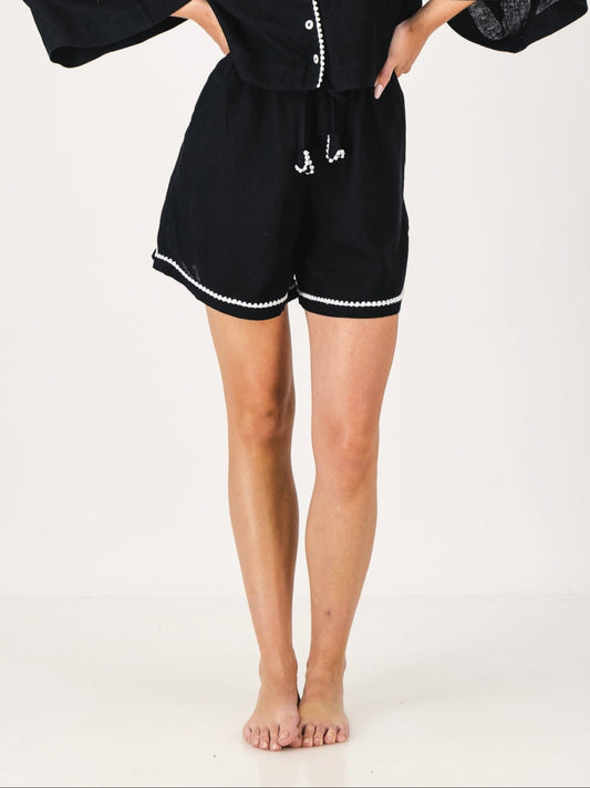 Linen PJ Shorts | Black