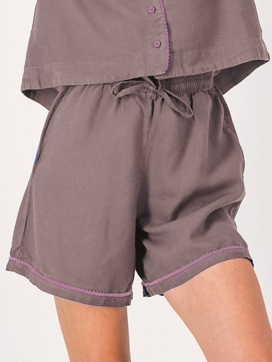 Linen PJ Shorts | Lavender Latte