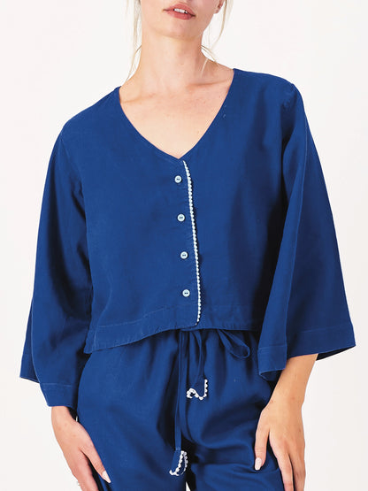 Linen PJ Top | Royal