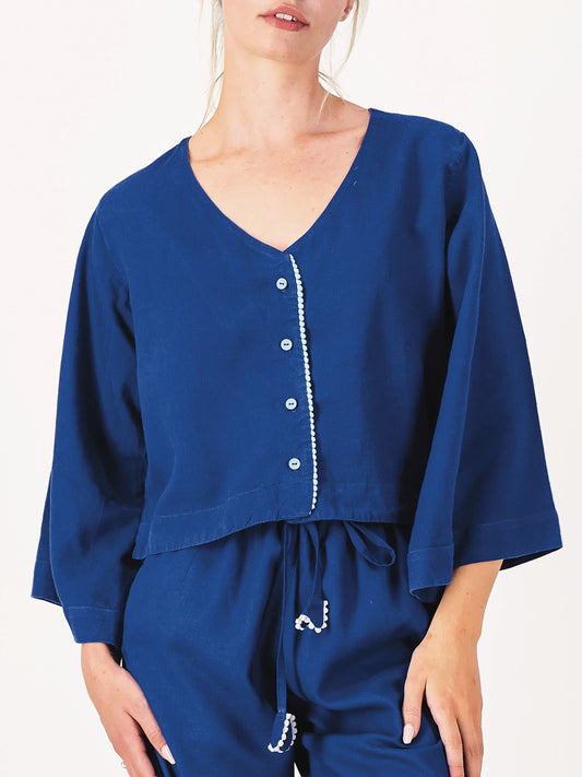 Linen PJ Top | Royal