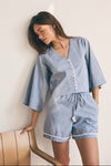 Loungy Linen Set - Short | Misty Blue