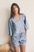 Loungy Linen Set - Short | Misty Blue