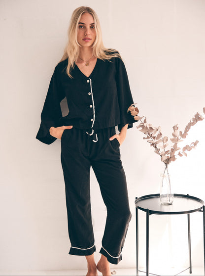 Loungy Linen Set - Long | Black
