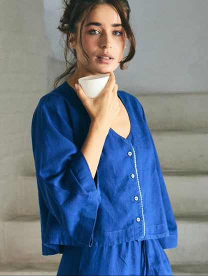 Linen PJ Top | Royal